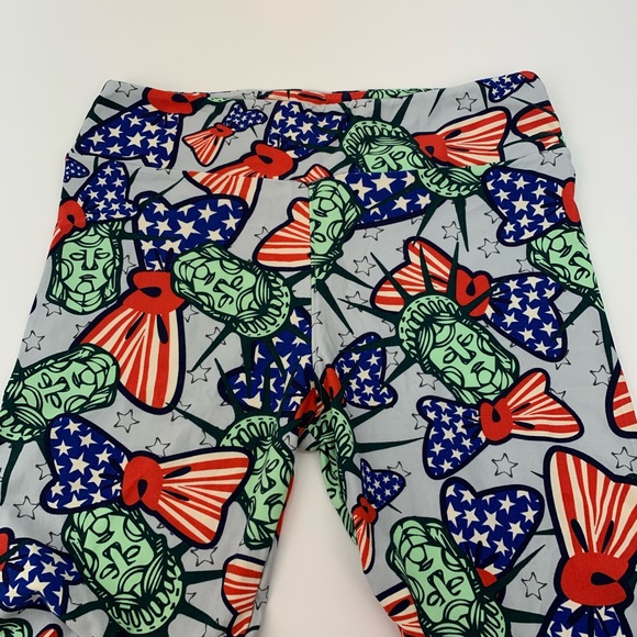 Lularoe Leggings Lady Liberty Red White Blue Star - Picture 3 of 11